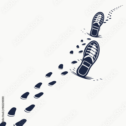 a simple illustration depicts a trail of footprints leading away showcasing a solitary journey or path taken by an individual