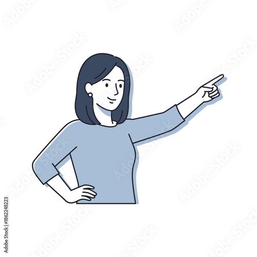 Woman Pointing to Right