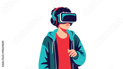 Man Wearing Virtual Reality Headset