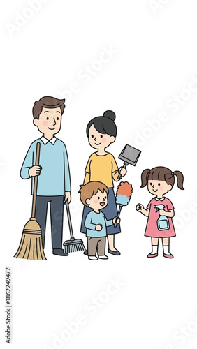 Family Cleaning Together