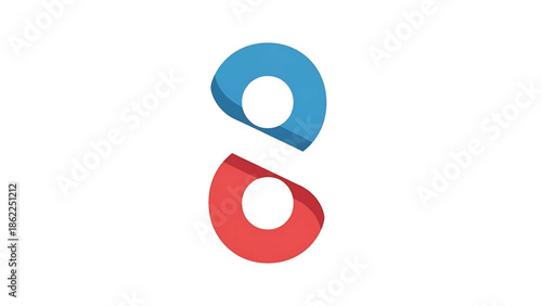 Free Download A modern abstract design featuring a blue and red shapes with a white center and a subtle 3D effect. The background is pure white - GFXLoad