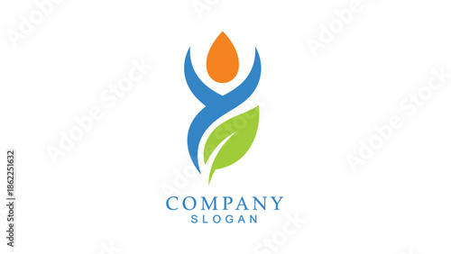 An abstract logo depicting a human figure formed by leaves and flowing shapes representing growth and wellness