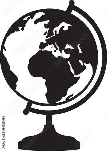 silhouette vector of globe on isolated background
