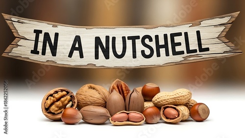 Variety of nuts on wooden background.