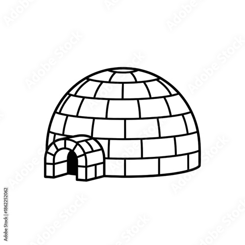 arctic igloo outline icon for winter shelter and inuit culture concept