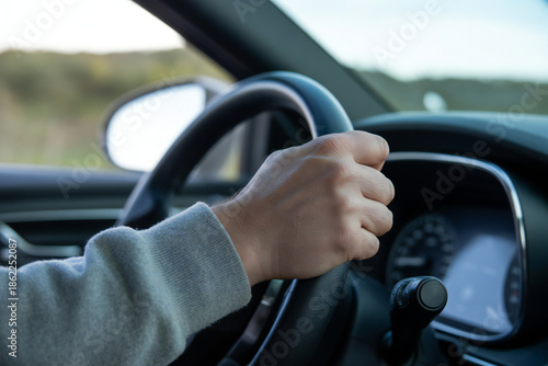 Driving hands steering wheel car interior