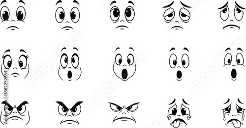 Collection of various cartoonish facial expressions
