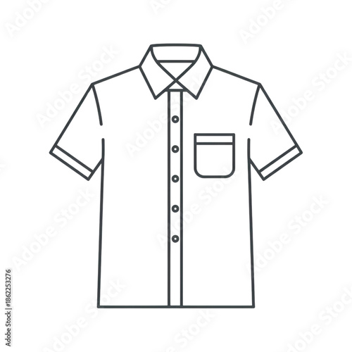 short sleeve button down shirt line icon