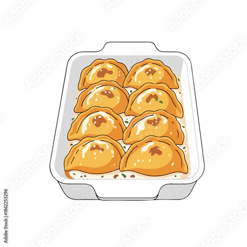 Baked Dumplings Vector Illustration