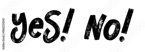 Yes No typography design in bold modern font. Simple minimal text concept for choice, decision, approval or rejection symbols. Clean vector lettering for posters, UI, web and print.