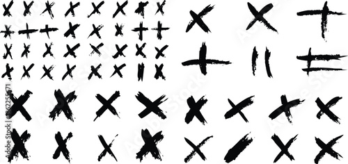 The image is a collection of black X's and O's. The X's are scattered across the image, with some overlapping and others standing alone