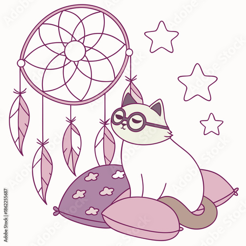 Playful Gentle Birman design, styled with wearing glasses and Dreamland shades in a Fantasy dream setting