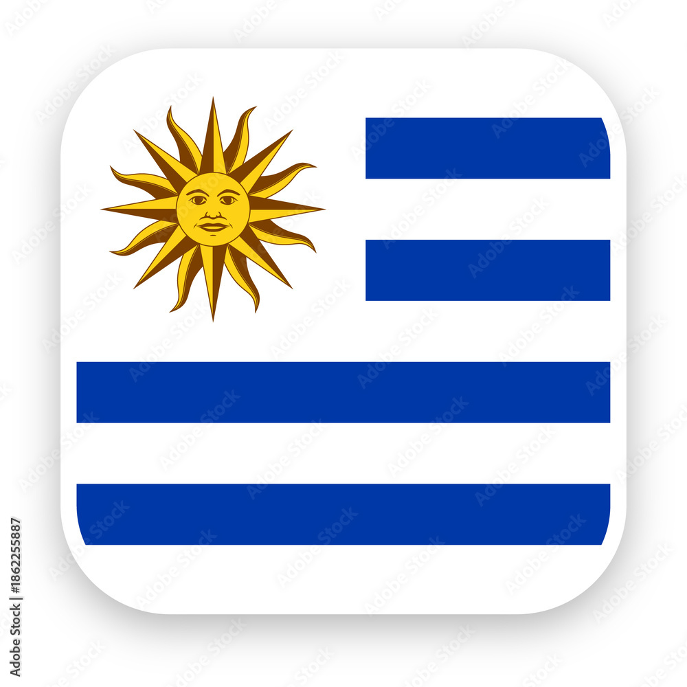 Fototapeta premium Uruguayan Flag Icon with Sun and Stripes for National Identity football soccer sport team world cup competition tournament championship