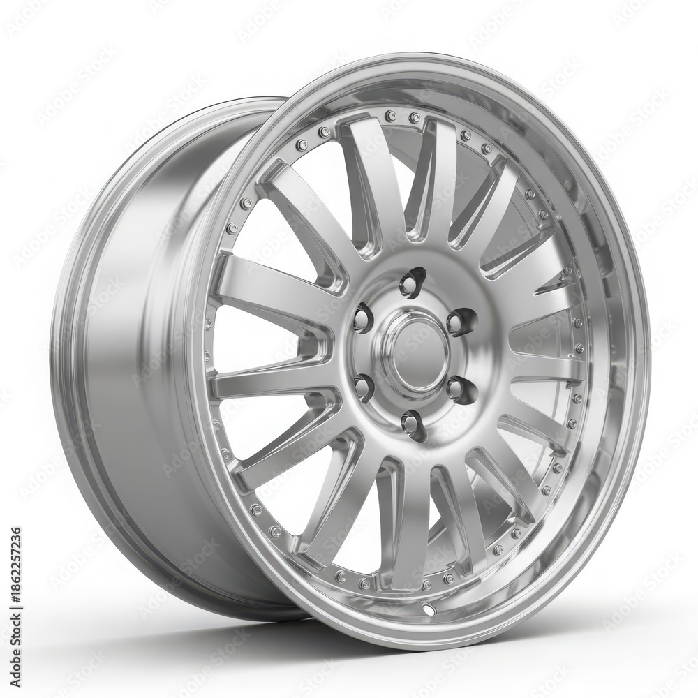 Obraz premium Silver multi-spoke alloy wheel