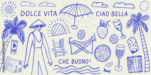 Italian summer doodles sunshine beaches and the sweet life aesthetic