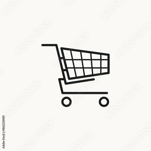 The clean and modern line style conveys simplicity, accessibility, and ease of use, making it a versatile symbol for both online and offline commerce