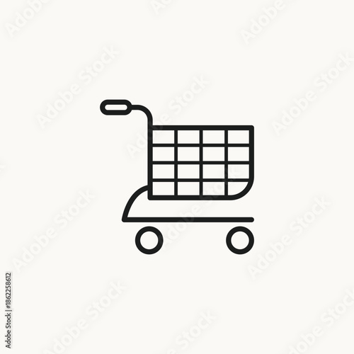 The clean and modern line style conveys simplicity, accessibility, and ease of use, making it a versatile symbol for both online and offline commerce