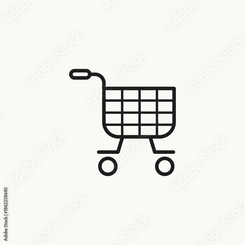 The clean and modern line style conveys simplicity, accessibility, and ease of use, making it a versatile symbol for both online and offline commerce