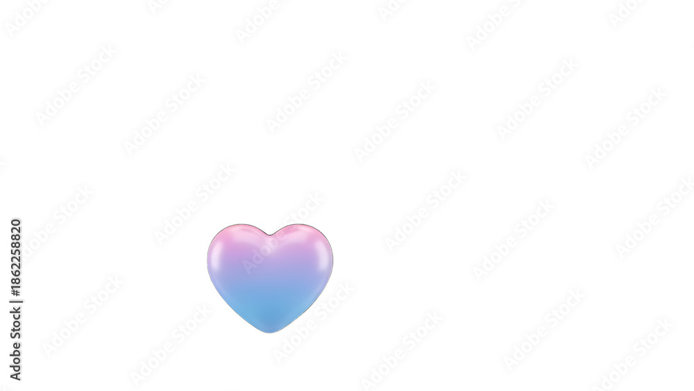 Fototapeta premium 3D Rendered Gradient Pink and Blue Heart Icon, isolated on transparent background
