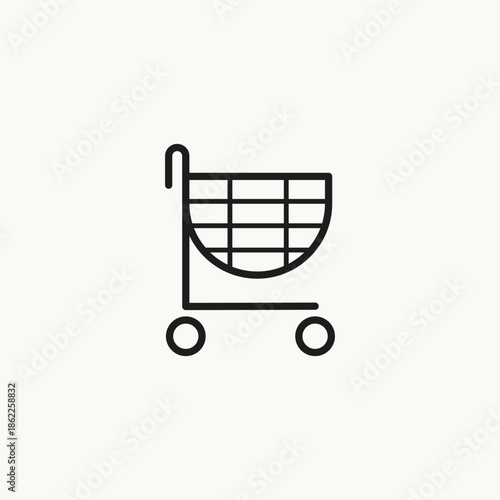 The clean and modern line style conveys simplicity, accessibility, and ease of use, making it a versatile symbol for both online and offline commerce