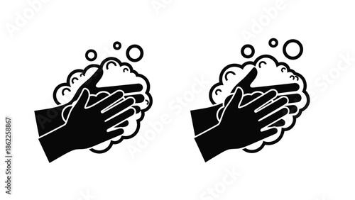 Illustrative depiction of hands being washed with soap and water demonstrating proper hygiene practices for cleanliness