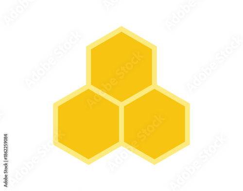 Honeycomb emblem logo or honeycomb icon. Simple flat honeycomb yellow and orange color. Colored honeycomb logo.