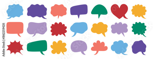 Colorful communication speech bubbles silhouette set. speech bubble doodle funny collection 