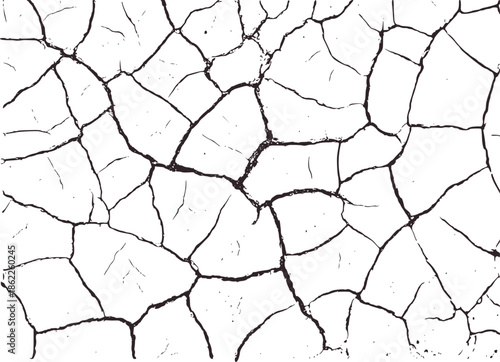 Detailed black and of cracked dry earth texture