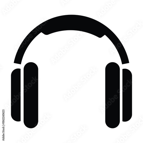 Simple black headphones icon against a white background a striking silhouette