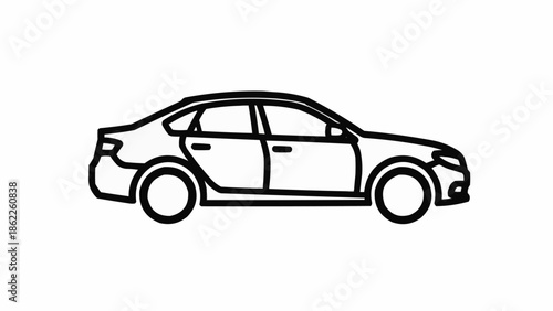 Sleek Sedan Car Outline Illustration for Automotive Design.