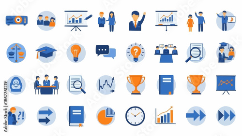Business and Education Icons - A Comprehensive Vector Set for Presentations and Learning.