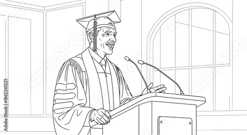 Academic commencement speaker delivers inspiring address, celebrating graduates' hard work and future aspirations, marking a pivotal moment of transition