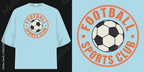 football sports club vintage soccer ball distressed graphic sports apparel team logo t shirt design vector illustration artwork