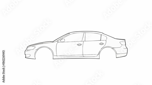 Car Body Outline - Automotive Design and Engineering Illustration.