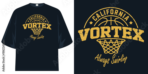 california vortex always swirling basketball team sport vintage graphic apparel t shirt design vector illustration artwork
