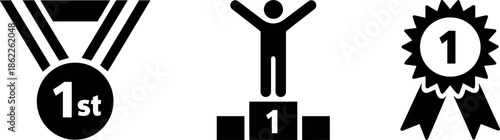 Winner champion achievement award trophy first place victory medal icon