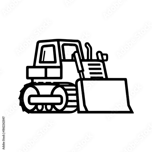 Bulldozer as a simple single icon logo vector illustration, isolated on transparent background