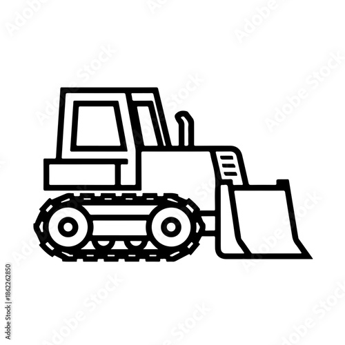 Bulldozer as a simple single icon logo vector illustration, isolated on transparent background