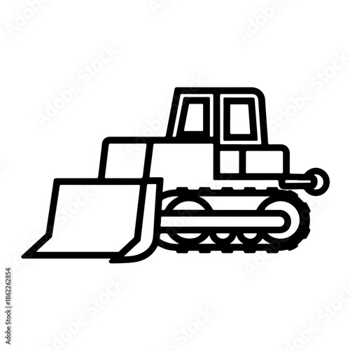 Bulldozer as a simple single icon logo vector illustration, isolated on transparent background