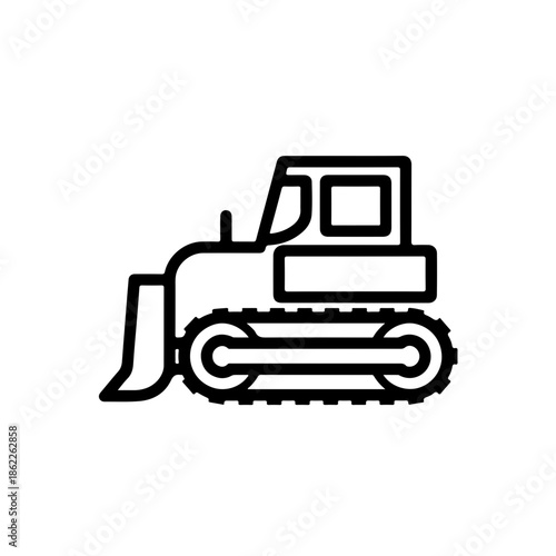 Bulldozer as a simple single icon logo vector illustration, isolated on transparent background