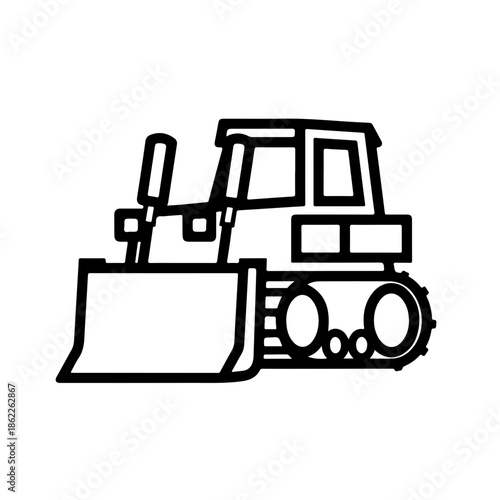 Bulldozer as a simple single icon logo vector illustration, isolated on transparent background