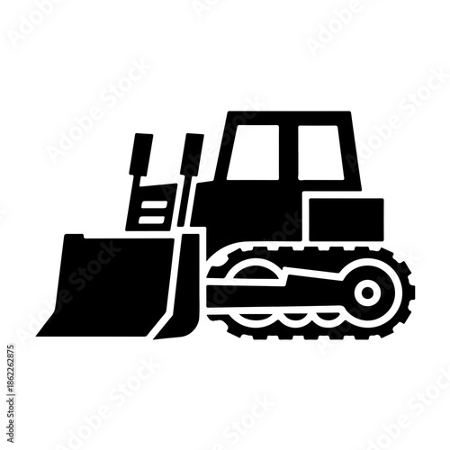 Bulldozer as a simple single icon logo vector illustration, isolated on transparent background