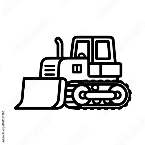 Bulldozer as a simple single icon logo vector illustration, isolated on transparent background