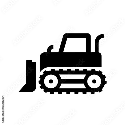 Bulldozer as a simple single icon logo vector illustration, isolated on transparent background
