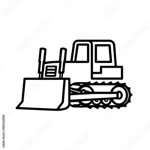Bulldozer as a simple single icon logo vector illustration, isolated on transparent background