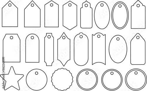 Blank label templates tag shapes for custom design and organization purposes