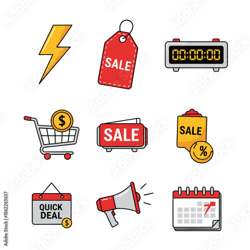 Set of Sale Icons for Ecommerce.