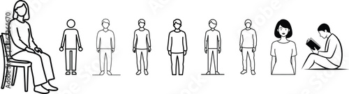 Ancient egyptian hieroglyphic illustration of royal figures and nobles