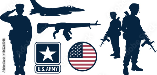 United states army soldiers military equipment aircraft guns american flag patriotic symbols
