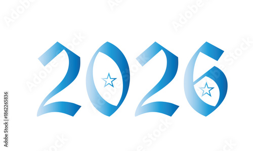 Blue Metallic 2026 Numbers With Stars for New Year Celebration and Branding
